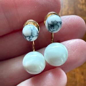 Fossil Gold and White Marble Earrings